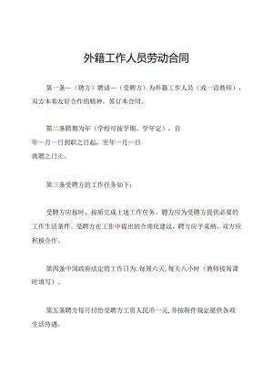 外籍工作人员劳动合同.docx
