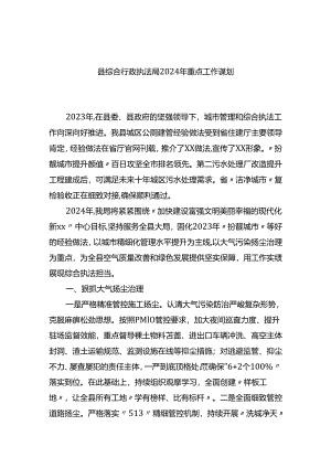 县综合行政执法局2024年重点工作谋划计划.docx