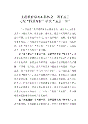 主题教育学习心得体会：四下基层：巧配“四重身份”横渡“基层山海”.docx