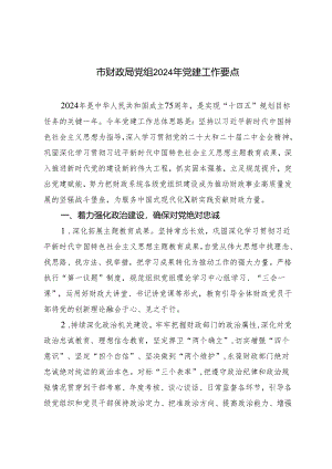 2024年市财政局党组党建工作要点.docx