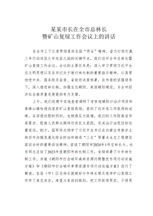 某某市长在全市总林长暨矿山复绿工作会议上的讲话.docx