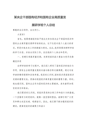 某央企干部国有经济和国有企业高质量发展研学班个人总结.docx
