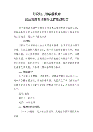 附设幼儿班学前教育专项问题督导工作整改报告.docx
