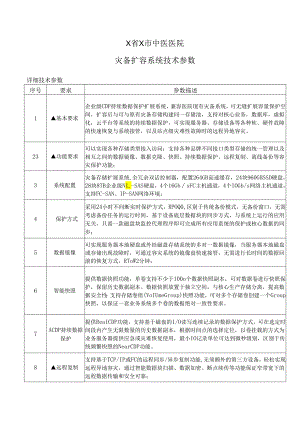 X省X市中医医院灾备扩容系统技术参数（2024年）.docx
