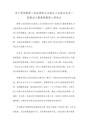 学习贯彻最高人民检察院与全国总工会联合发布一批根治欠薪典型案例心得体会.docx