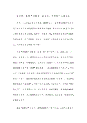 党纪学习教育“学规矩、讲规矩、守规矩”心得体会.docx