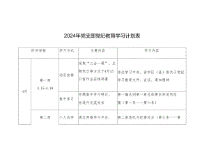 （三篇）2024年党支部党纪教育学习计划表要点.docx