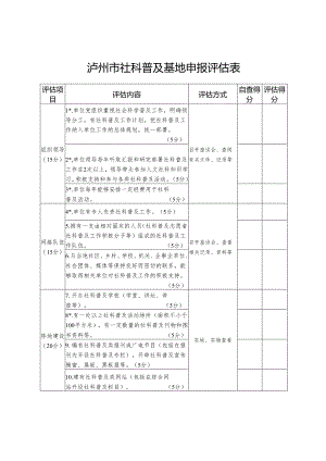 泸州市社科普及基地申报评估表.docx