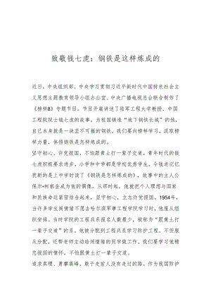 致敬钱七虎：钢铁是这样炼成的.docx