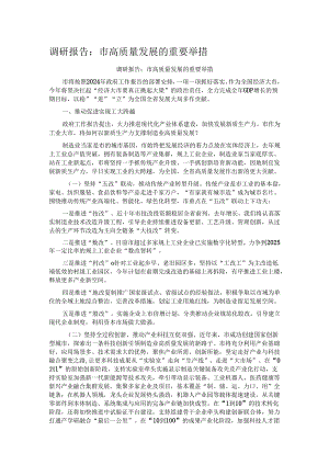 调研报告：市高质量发展的重要举措.docx
