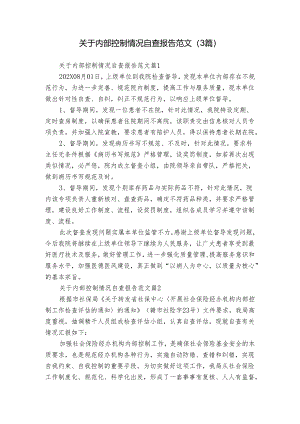 关于内部控制情况自查报告范文（3篇）.docx