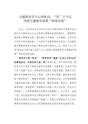 主题教育学习心得体会：“常”字当头巩固主题教育成果“持续在线”.docx