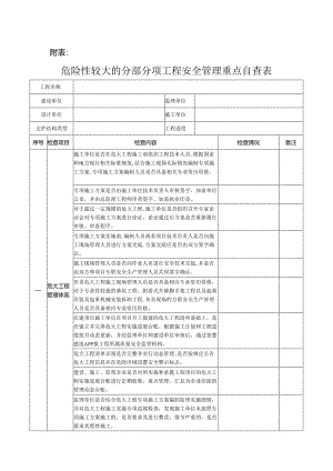 危险性较大的分部分项工程安全管理重点自查表.docx