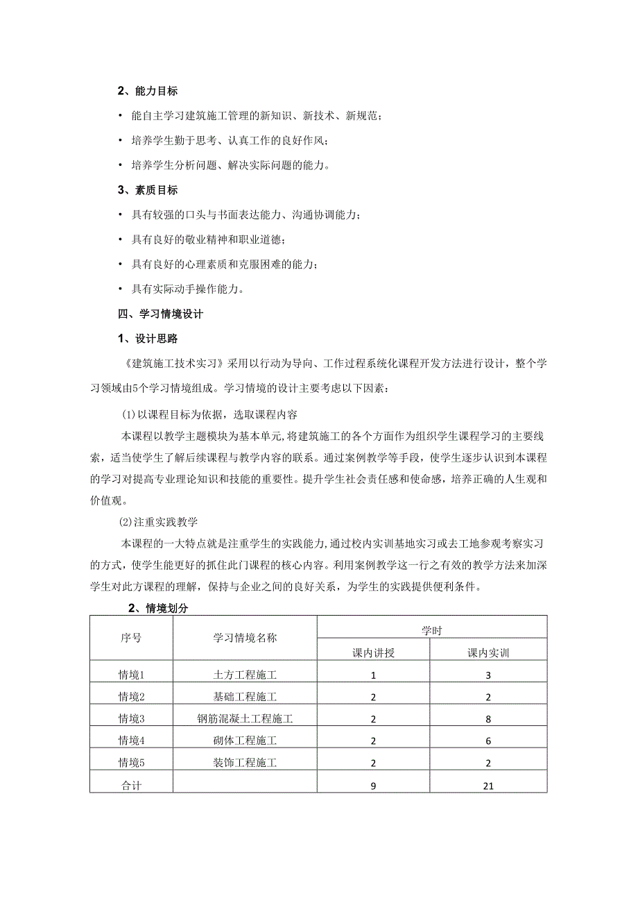 建筑施工技术综合实训课程标准.docx_第2页