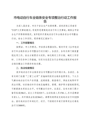 市电动自行车全链条安全专项整治行动工作报告.docx
