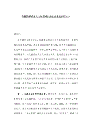 在整治形式主义为基层减负座谈会上的讲话2024.docx
