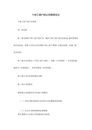个体工商户的公司章程范文.docx