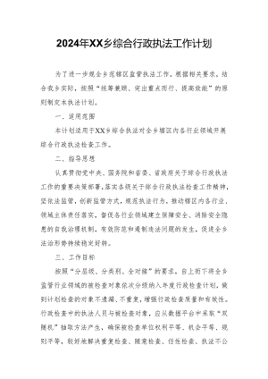 2024年XX乡综合行政执法工作计划.docx