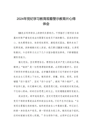 观看2024年党纪学习教育警示教育专题片心得感悟六篇.docx