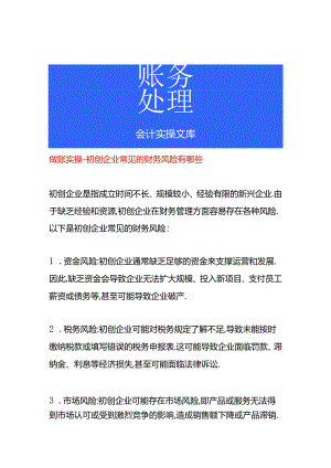 做账实操-初创企业常见的财务风险有哪些.docx