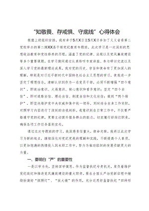 某县纪检干部“知敬畏、存戒惧、守底线”心得体会.docx