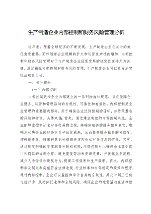 生产制造企业内部控制和财务风险管理分析.docx