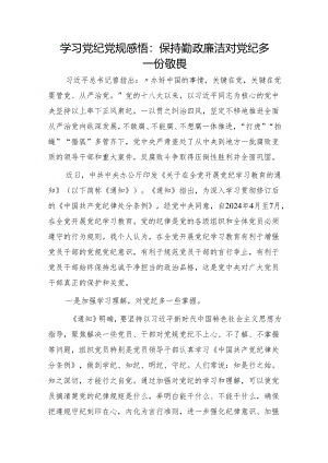 学习党纪党规心得体会发言：保持勤政廉洁 对党纪多一份敬畏.docx