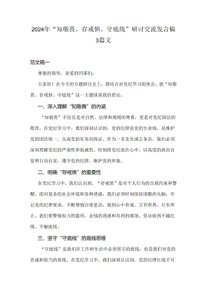 2024年“知敬畏、存戒惧、守底线”研讨交流发言稿3篇文.docx