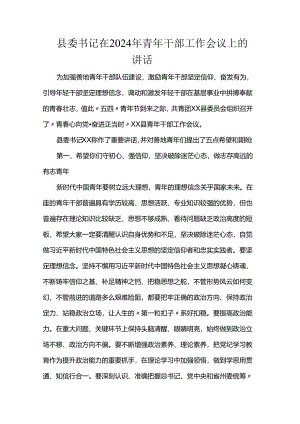 县委书记在2024年青年干部工作会议上的讲话.docx