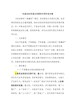 XX县2024年度正风肃纪专项行动方案.docx