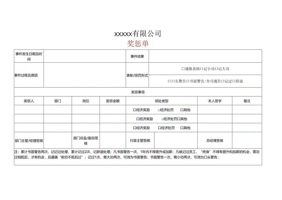 奖惩单模板一.docx_第1页