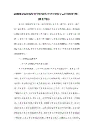 2024年某县税务局党员专题组织生活会党员个人对照检查材料.docx