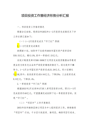 项目投资工作暨经济形势分析汇报.docx