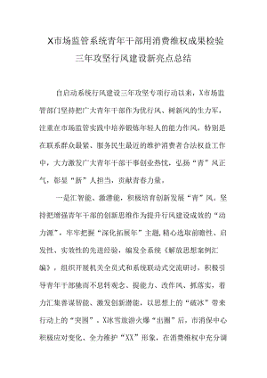 X市场监管系统青年干部用消费维权成果检验三年攻坚行风建设新亮点总结.docx