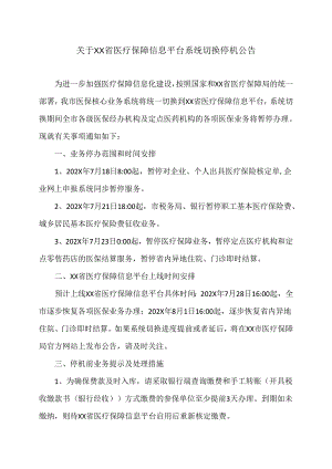 关于XX省医疗保障信息平台系统切换停机公告（2024年）.docx