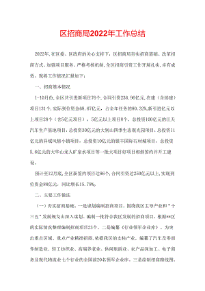 区招商局2022年工作总结.docx