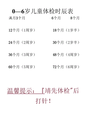 0-6岁儿童体检时间表.docx