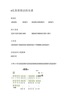 6孔竖笛简单的乐谱.docx