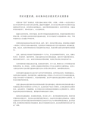 用好闲置资源给村集体经济提供更多发展要素.docx