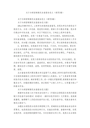 关于内部控制情况自查报告范文（通用3篇）.docx