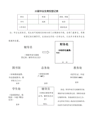 2015届毕业生离校登记表.docx