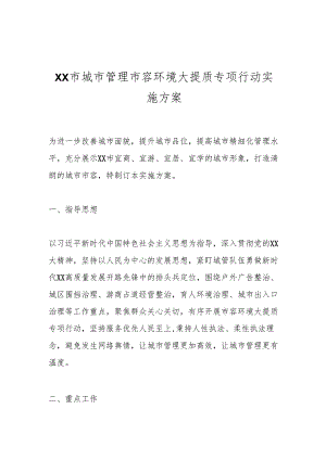 XX市城市管理市容环境大提质专项行动实施方案.docx
