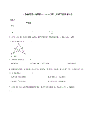 广东省河源市连平县2022-2023学年七年级下册期末试卷 附解析.docx