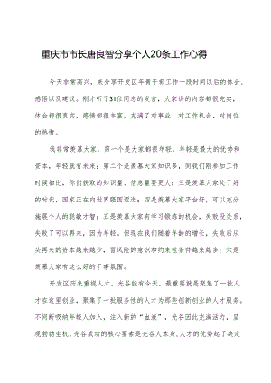 重庆市市长唐良智分享自己20条工作心得.docx