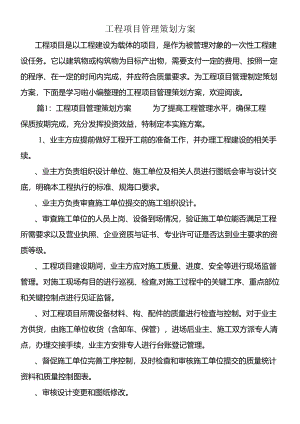 工程项目管理策划方案.docx
