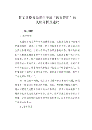 某某县税务局青年干部“选育管用”的现状分析及建议.docx