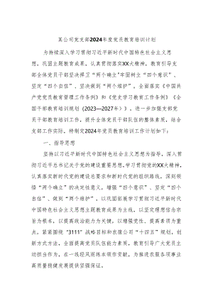 某公司党支部2024年度党员教育培训计划.docx