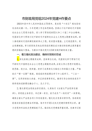 市财政局党组2024年党建工作要点.docx