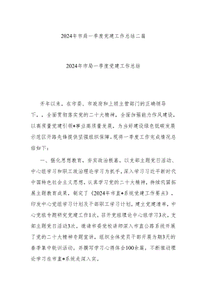2024年市局一季度党建工作总结二篇.docx