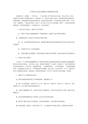 小学班主任安全教育与管理培训心得.docx